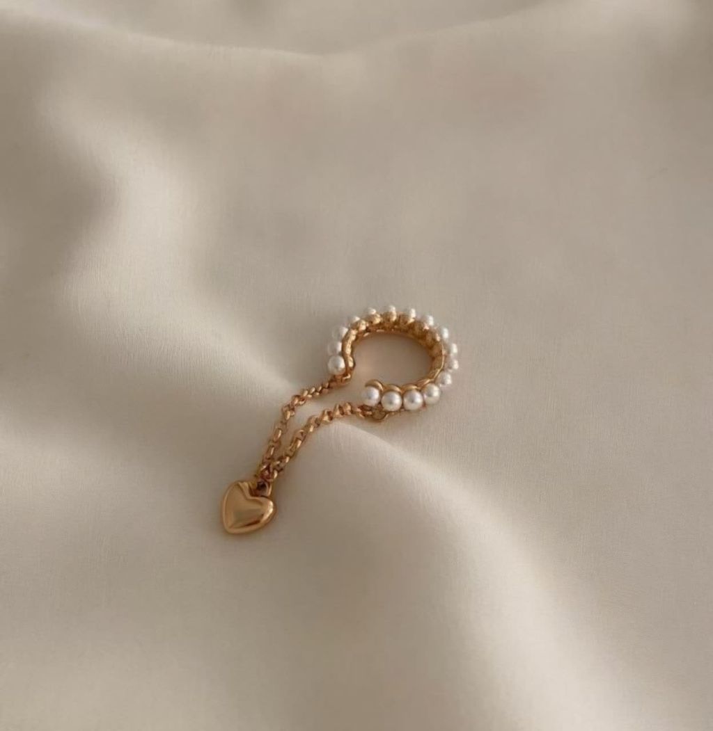 گوشواره ایرکاف قلبی مرواریدی ژوپینگ کد 2853 - خرید آنلاین از گالری آداس